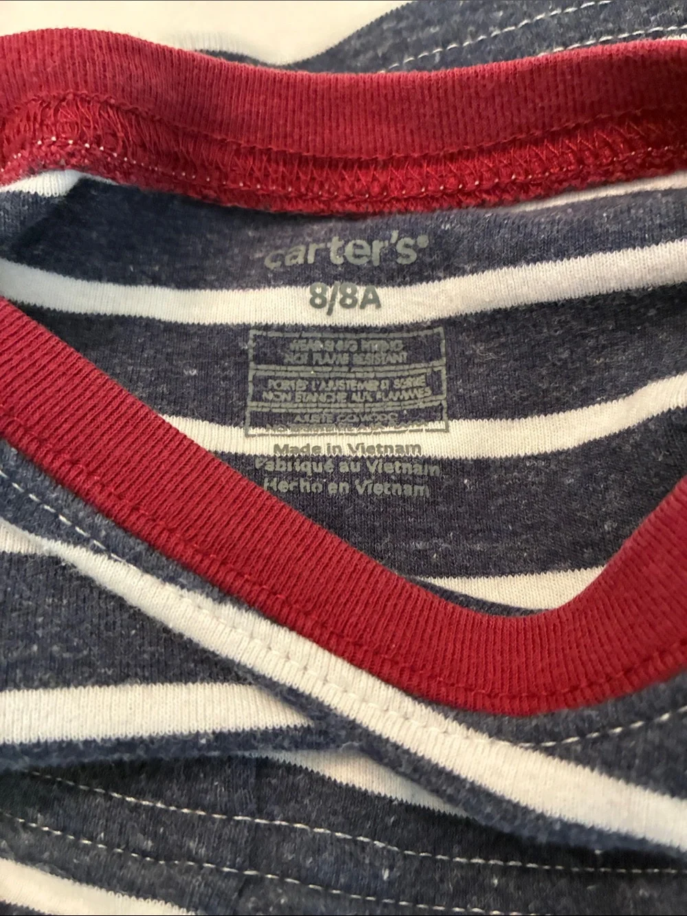 Carter's Navy and White Striped Pajama Set with Red Trim